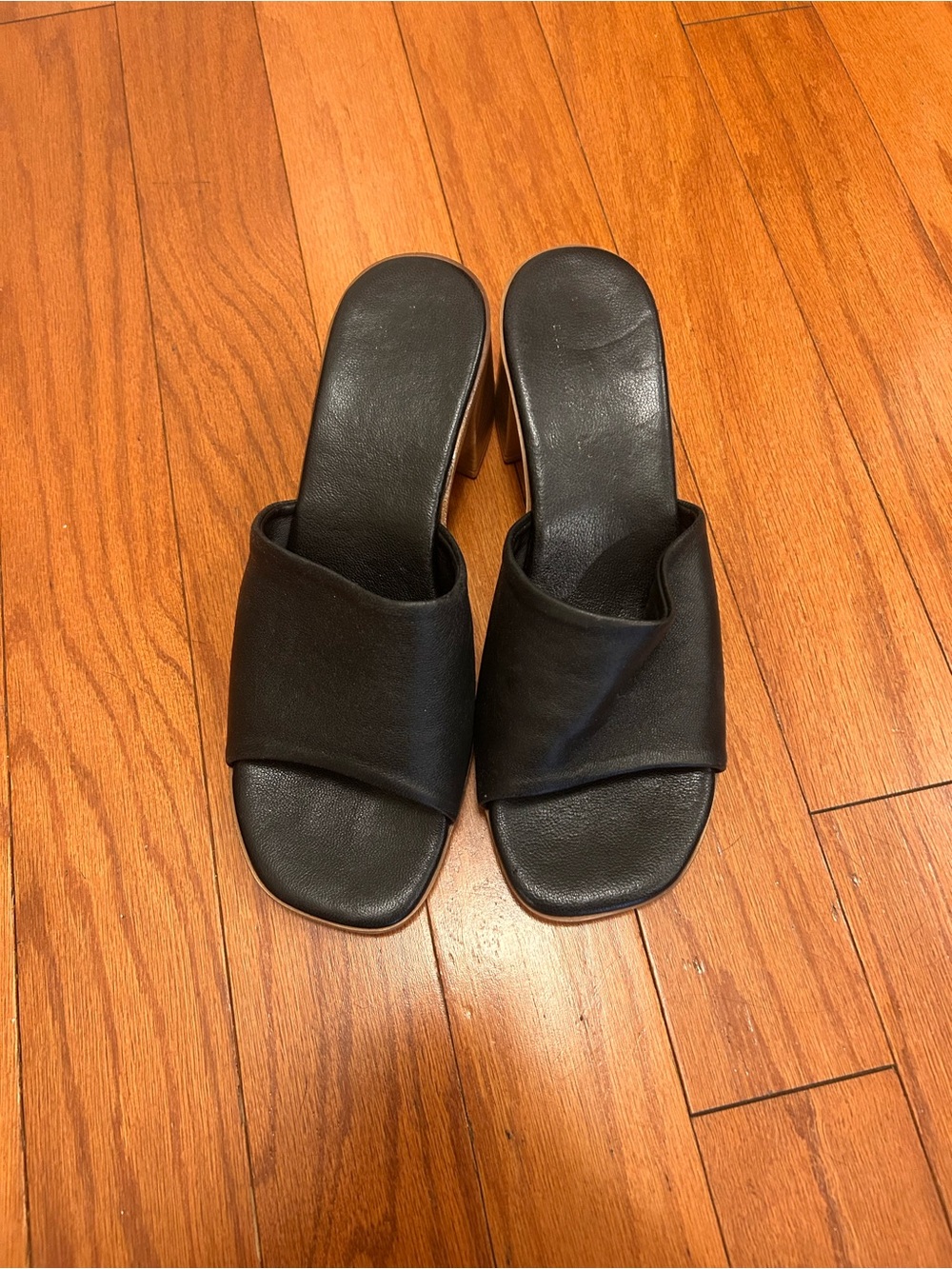 Black Mules Block Heel Sandals